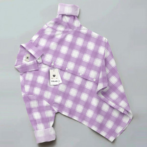 vdlooks Men Checkered Casual Purple White Shirt