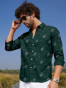 vdlooks Men Printed Casual Green Shirt