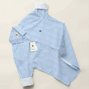 vdlooks Men Striped Casual Blue White Shirt