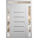 VDOMDOORS Front Exterior Door Prehung 32 x 80 inches | Manux 8415 White Silk | Entry Door with Frame | Metal Sidelite Transom | 2 Sidelites 14" Transom 14" | Right Hand | Front Entry
