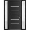 VDOMDOORS Front Exterior Door Prehung 36 x 80 inches | Manux 8415 Matte Black | Entry Door with Frame | Metal Sidelite | 2 Sidelites 12" | Left Hand | Front Entry