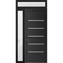 VDOMDOORS Front Exterior Door Prehung 36 x 80 inches | Manux 8415 Matte Black | Entry Door with Frame | Metal Sidelite Transom | 1 Sidelites 12" Transom 14" | Right Hand | Front Entry