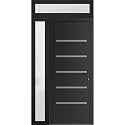 VDOMDOORS Front Exterior Door Prehung 36 x 80 inches | Manux 8415 Matte Black | Entry Door with Frame | Metal Sidelite Transom | 1 Sidelites 12" Transom 14" | Left Hand | Front Entry