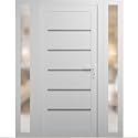 VDOMDOORS Front Exterior Door Prehung 32 x 80 inches | Manux 8415 White Silk | Entry Door with Frame | Metal Sidelite | 2 Sidelites 14" | Right Hand | Front Entry
