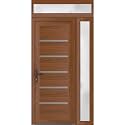 VDOMDOORS Front Exterior Door Prehung 36 x 80 inches | Manux 8415 Walnut | Entry Door with Frame | Metal Sidelite Transom | 1 Sidelites 12" Transom 14" | Right Hand | Front Entry