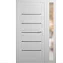 VDOMDOORS Front Exterior Door Prehung 32 x 80 inches | Manux 8415 White Silk | Entry Door with Frame | Metal Sidelite Transom | 1 Sidelites 14" | Right Hand | Front Entry