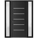 VDOMDOORS Front Exterior Door Prehung 32 x 80 inches | Manux 8415 Matte Black | Entry Door with Frame | Metal Sidelite | 2 Sidelites 14" | Right Hand | Front Entry