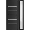 VDOMDOORS Front Exterior Door Prehung 36 x 80 inches | Manux 8415 Matte Black | Entry Door with Frame | Metal Sidelite Transom | 1 Sidelites 12" | Left Hand | Front Entry