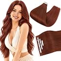 Ve Sunny Hair Tape in Hair Extensions Human Hair Warm Mahogany for Highlight