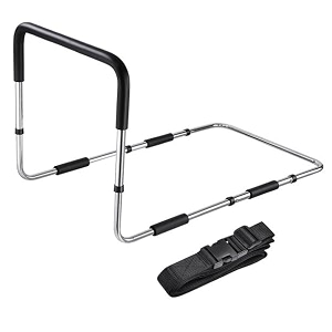 veayva compact bed assist railing for elderly seniors handicap kids - standing bar handle with fall prevention guard - adjustable bedrail cane fits king queen full twin - stability grab bar