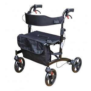 veayva foldpro rollator walker with seat brakes amp storage  lightweight amp foldable for seniors airglide - black