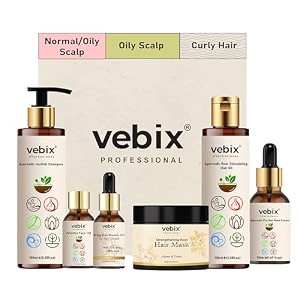 vebixprofessional customized regimen -full kit- lotus antihairfall shampoo amp neem oil  hair glow serum  onion hair mask  hair booster serum amp kumkuma face brightening oil -1082 floz oily hair
