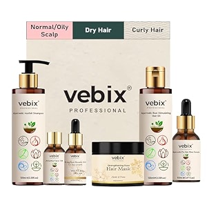 vebixprofessional customized regimen -full kit- lotus antihairfall shampoo amp neem oil  hair glow serum  onion hair mask  hair booster serum amp kumkuma face brightening oil -1082 floz dry hair