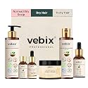 VebixProfessional Customized Regimen -Full Kit- Lotus AntiHairfall Shampoo & Neem Oil + Hair Glow Serum + Onion Hair Mask + Hair Booster Serum & Kumkuma Face Brightening Oil -10.82 Fl.oz (Dry Scalp)