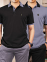 VeBNoR Colorblock Men Polo Neck Black Grey