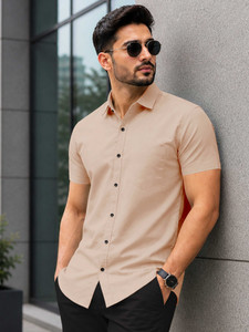 VeBNoR Men Solid Casual Beige Shirt