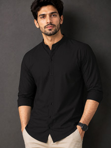 VeBNoR Men Solid Casual Black Shirt