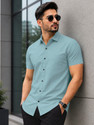 VeBNoR Men Solid Casual Blue Shirt