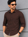 VeBNoR Men Solid Casual Brown Shirt