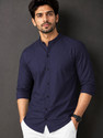 VeBNoR Men Solid Casual Dark Blue Shirt