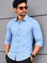 VeBNoR Men Solid Casual Light Blue Shirt