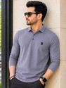VeBNoR Self Design Men Polo Neck Grey