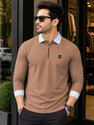 VeBNoR Self Design Men Polo Neck Brown