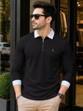 VeBNoR Self Design Men Polo Neck Black