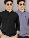 VeBNoR Self Design Men Polo Neck Black