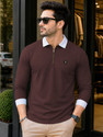 VeBNoR Self Design Men Polo Neck Brown