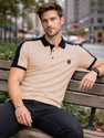 VeBNoR Colorblock Men Polo Neck Beige T-Shirt