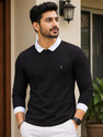 VeBNoR Self Design Men Polo Neck Black