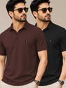 VeBNoR Solid Men Polo Neck Brown Black