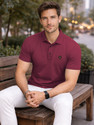 VeBNoR Solid Men Polo Neck Maroon T-Shirt