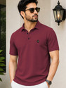 VeBNoR Solid Men Polo Neck Maroon T-Shirt