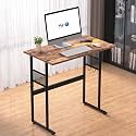 VECELO 32 Inch Small Computer Desk Stable Writing Study Work Desk with Storage &amp; Hook Wooden Desk Adjustable Feet Wooden Desk for Home,Bedroom,Rusic Brown