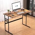 VECELO 44 Inch Computer Desk Stable Writing Study Work Desk with Storage &amp; Hook Wooden Desk Adjustable Feet Wooden Desk for Home,Bedroom,Rusic Brown