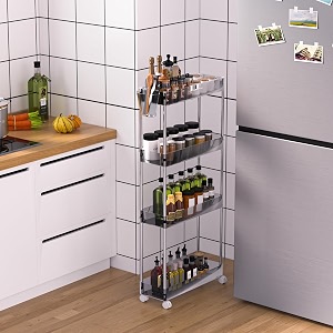 VECELO Acrylic 4-Tier Rolling Cart Slim Utility