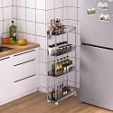 VECELO Acrylic 4-Tier Rolling Cart Slim Utility