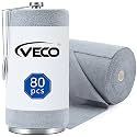 Veco Microfiber Cleaning Cloth Roll with Holder 80 PCS, 12" x 12" Gray