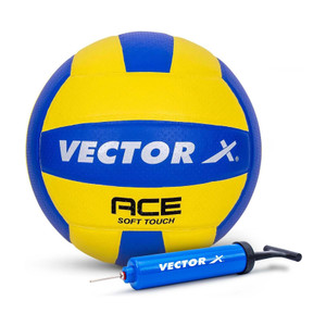 vector x 18 panel ace soft touch pu pasted butyl bladder indoor outdoor beach parks play volleyball - size 4