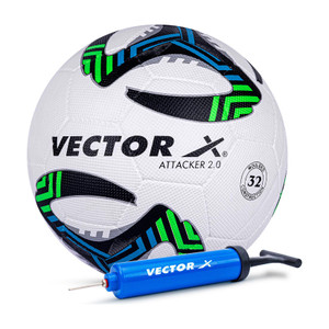 vector x attacker 20 pump 32 panel rubber mouldedbutyl bladder soccer 12 age training football - size 5