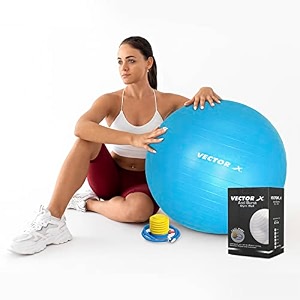 vector x gym ball for exercise anti burst exercise ball with foot pump for workout yoga ball for women and men swiss ball for balance stability training birthing ball for pregnancy fitness