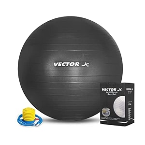 vector x gym ball for exercise anti burst exercise ball with foot pump for workout yoga ball for women and men swiss ball for balance stability training birthing ball for pregnancy fitness