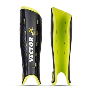 vector x knockout field hockey shin guard with ppcp shell  double 360 velcro straps  practice and training  air mesh cushioning  for kids youth adults