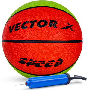 vector x speed 8 panel pebble texture rubber moulded butyl bladder indoor outdoor pump  basketball - size 7