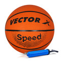 VECTOR X Speed 8 Panel Pebble Texture Rubber Moulded Butyl Bladder Indoor Outdoor Pump + Basketball - Size: 7