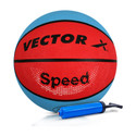 VECTOR X Speed 8 Panel Pebble Texture Rubber Moulded Butyl Bladder Indoor Outdoor Pump + Basketball - Size: 7