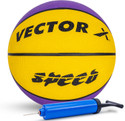 VECTOR X Speed 8 Panel Pebble Texture Rubber Moulded Butyl Bladder Indoor Outdoor Pump + Basketball - Size: 7