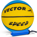 VECTOR X Speed 8 Panel Pebble Texture Rubber Moulded Butyl Bladder Indoor Outdoor Pump + Basketball - Size: 7